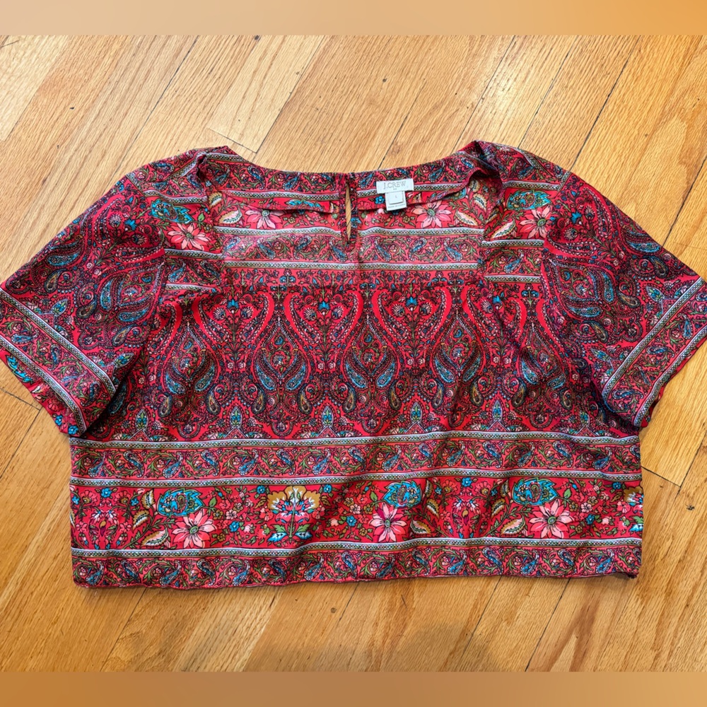 J. Crew Red Paisley Floral Top